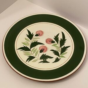 Vintage Stangl Pink Thistle Pattern Serving Plate 14” Hand Painted Country Farm